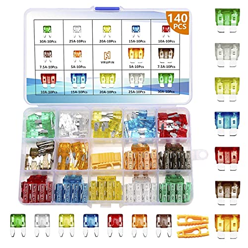 Vrupin 140Pcs Car Fuses Assortment Kit,Car Fuse Kit