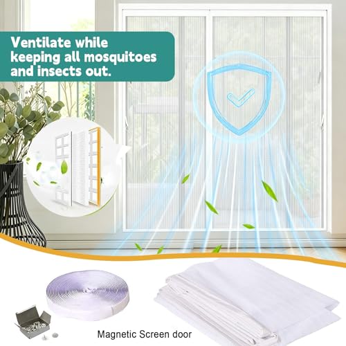 Moustiquaire pour portes avec fermeture automatique aimantée en blanc - 5