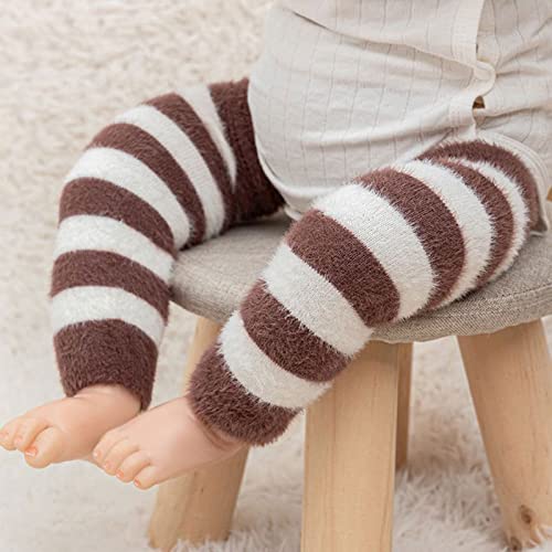 XEPST Packung mit 4 Kleinkind-Baby-Beinwärmer, Streifen lange Beinwärmer Kniestrümpfe Knieschützer Beinärmel für Babykinder Kleinkinder Mädchen und Jungen 0-5 Jahre, Einheitsgröße(Grau + Kaffeebraun)