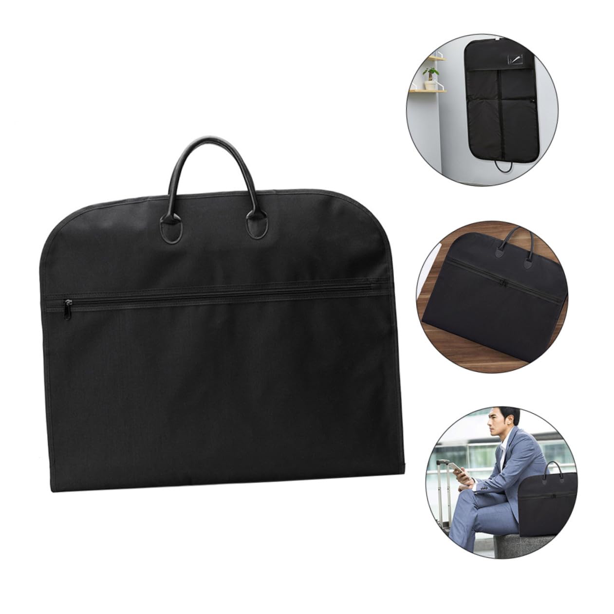Borsa Porta Abiti da Viaggio Pieghevole, Leggera, Nera, Oxford | Doppio Manico, Formato 1 Pezzo, per Cappotti e Pellicce, Uso Professionale e Viaggi Brevi