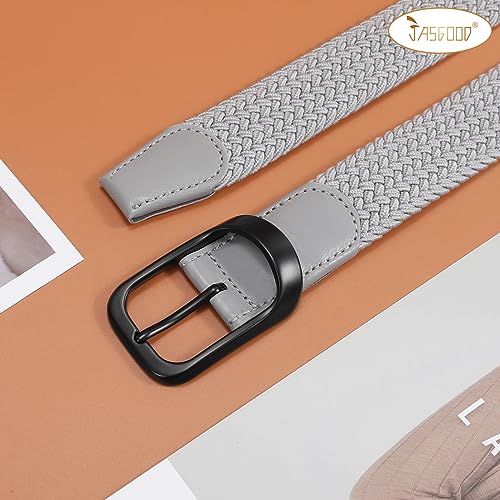 Image of JASGOOD Stretch Belt for Men, Men Women Elastic Woven Braided Belt 1 3 /8 Casual Belt Golf Belt for Jeans Pants