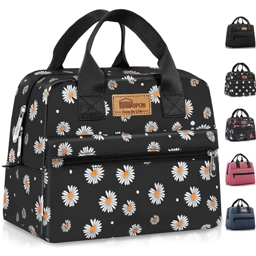 HOMESPON Sac Isotherme à Repas Grande Capacité Lunch Bag Portable en Tissu Imperméable Givré Sac à Main pour Femmes Hommes et Étudiants à l’École et au Bureau