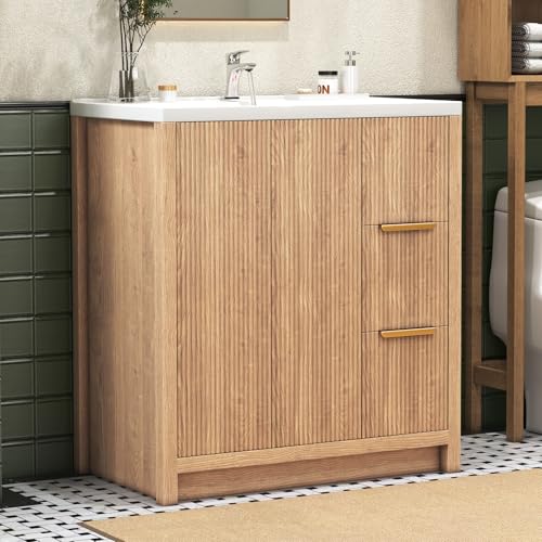 Umeiga 32" Bathroom Vanity with Sink, Light Oak