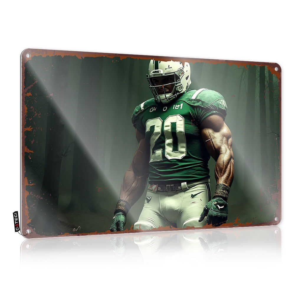 Fzfn Colour Beer Decor Farmhouse Wall Art - Green Bay Packers Player In Action Amidst The Forest Rustic Wall Art Nice Easy Hang For Checkout(30X40cm)