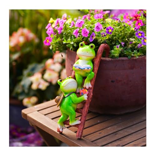 Statue de grenouille pour pot de fleurs et bonsaï de balcon