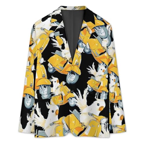 Cockatiel Riding Motorcycle Men's Slim Suit Long-Sleeve Prom Tuxedo Classic Two Button Business Jacket3