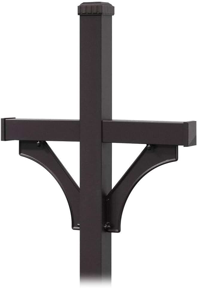Salsbury Industries 4872BLK Deluxe 2 Sided in Ground Mounted Mailbox Post for Two Mailboxes, Black