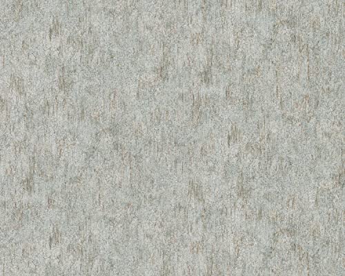 Papier peint texturé EDEM 410ST18 papier peint intissé gaufré à chaud légèrement texturé ton-sur-ton et des accents métalliques vert vert-pâle or argent 10,65 m2