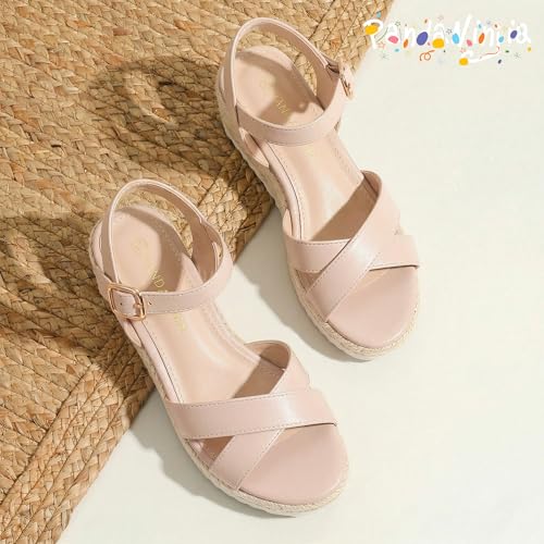 Image of PANDNAINJIA Girls Sandals Wedge Platform Heels Dress Shoes