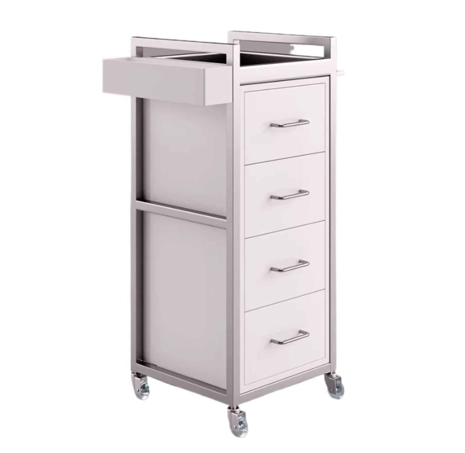 Salon 4 Drawers Rolling Cart With Wheels Mobile Hairdressing Barber For Beauty Barbershop For Shops(White)