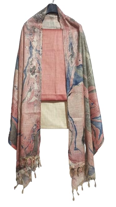 HAIDER ALI Handloom Cotton Silk Unstitched Suit Set for Women with Marble Print Dupatta | Salwar Suit Dress Material for Women & Girls_03