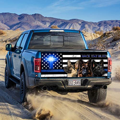 FLAGWIX Truck Decals-German Shepherd Back The Blue Christian Cross Truck Tailgate Decal Sticker Wrap DDH2155TDn, 66