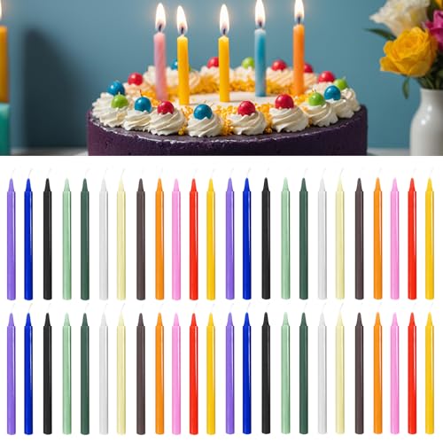 Kleine Spitzkerzen 9 GOEDCH 48 Stück Farbige Kerzen: Stabkerzen Bunt, Spitzkerzen Höhe...