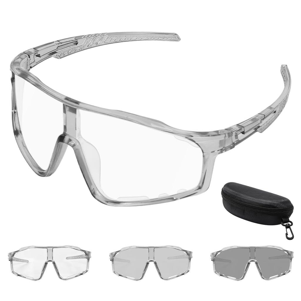 STHIRA® Sports Sunglasses Fashion Photochromic Riding Sunglasses Adaptive Cycling Glasses UV400 Protection Streamlined Unisex Outdoor Bike Sunglasses with Storage Case for Running, Hiking, Cycling-picture-21