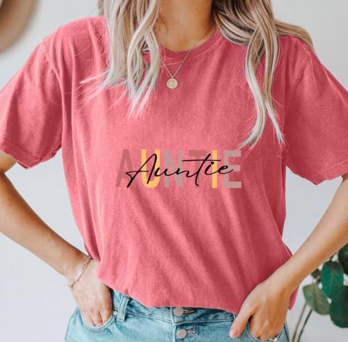 Image of Auntie Women Warm Lovely Love Print Blessing Holiday Summer Ladies Women Casual Short Sleeve T-Shirt.