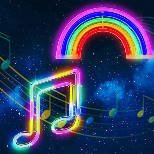 Amzeeniu Enseigne au Néon Rainbow Veilleuse LED Lampe Nuit Applique murale LED Néon Lumières Lumière Enseignes lumineuses,Alimentation par Batterie ou USB,Décoration Murale,Cadeaux de Noël,Home Party