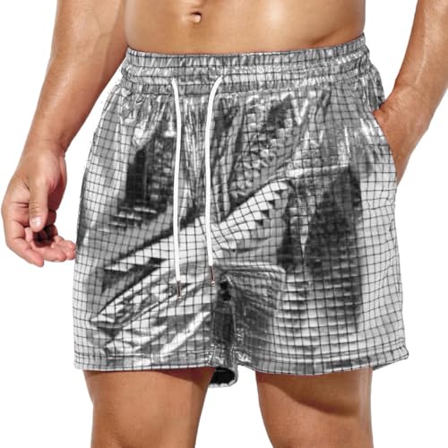 Short métallique homme paillettes casual vêtement soirée brillant