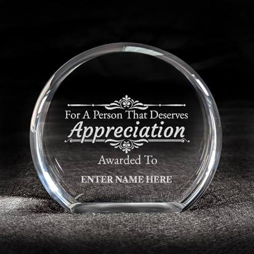 Personalized Laser Engraved Thank You Award - Laser Engraved Design - Thank You - Add Your Own Text - Includes Gift Box - Thank You Award (Clear Round Acrylic)