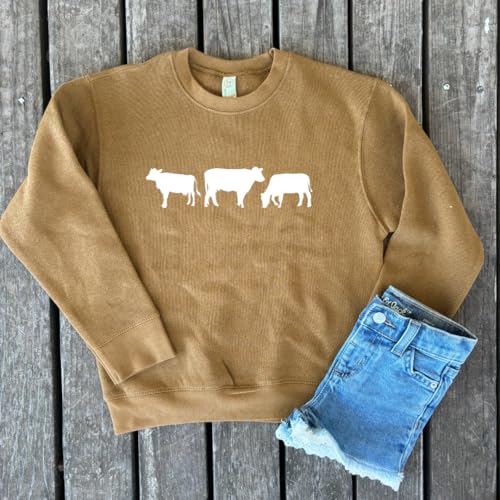 Eat Beef and Pray for Rain Support Local Farmers Toddler and Youth Brown Crewneck Sweatshirt (3T)2