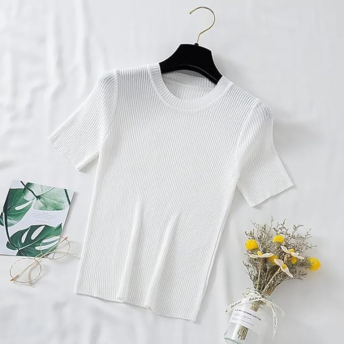 Image of Women Trendy High Neck Top Half Sleeves Crop Top for Women Formal, Casual, Office, Party Top