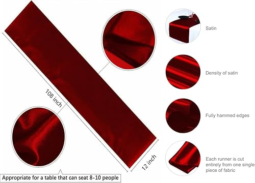 Miniatura 3 de MDS - Paquete de 5 caminos de mesa de satén de 12 x 108 pulgadas de largo, para boda, satén, seda brillante, suave, camino de mesa para boda,