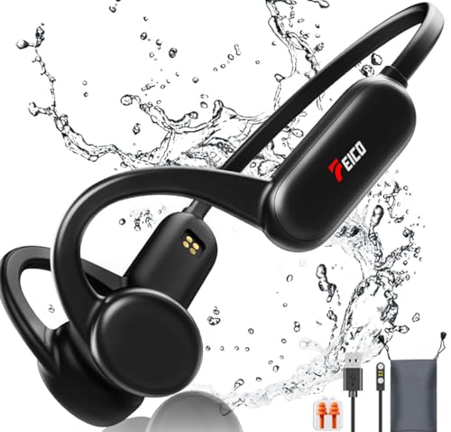 Image of FEICO Bone Conduction Headphones, Bluetooth 5.3 Open-Ear Headphones with Mic | MP3 Mode Built-in 32GB & 10Hrs Playtime, IP68 Waterproof Bone Conduction for Running, Cycling, Swiming (Black)