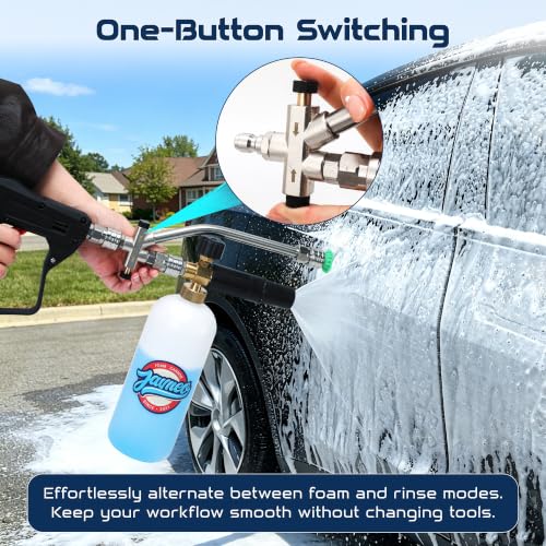 Javneo Foam Cannon for Pressure Washer with Short Gun Kit, Snow Foam Lance, 3/8" Swivel Quick Connect, M22-14mm M22-15mm Adapter, 5 Nozzle Tips, Dual Connector System, 1.1mm Orifice by Javneo - Used condition - Image 2