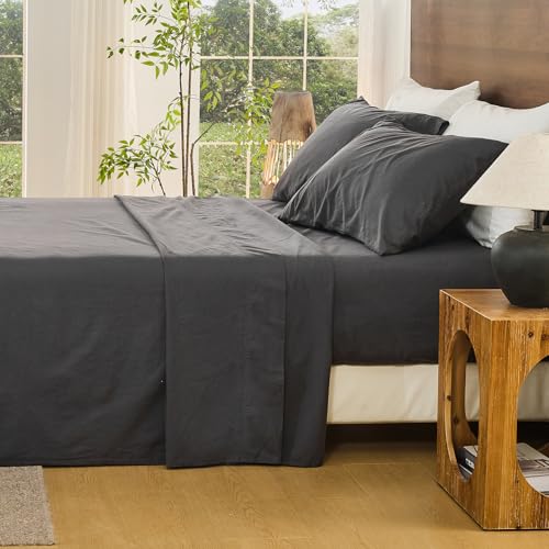 Image of Bedlifes 100% French Linen Cal King Bedding Set - 18-24 inch Extra Deep, 4Pcs | Soft & Durable, Breathable & Cooling, Flax Linen Sheet, OEKO-TEX Certified, Moisture Wicking, Easy Care, Machine Washable