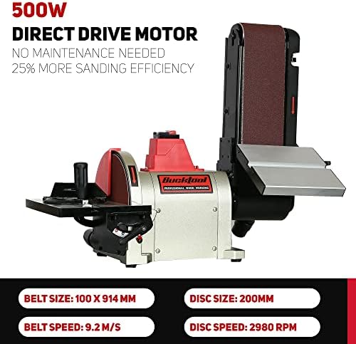 BUCKTOOL 500W Bench Belt Sander 4 in x 36 in Belt and 8 in Disc Sander with Direct-Drive Motor, BD4801