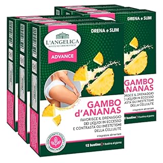 6x L'Angelica Gambo d'Ananas Integratore Alimentare Drenante Vegan Senza Lattosio e Gluten Free - 72 Bustine