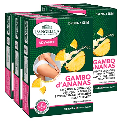 6X L'Angelica Gambo D'Ananas Integratore Alimentare Drenante Vegan Senza Lattosio E Gluten Free - 72 Bustine