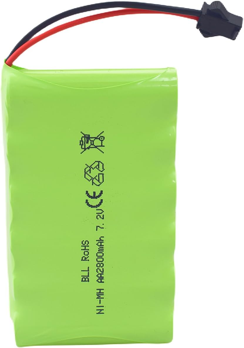2PCS AA 7.2V 2800mAh Rechargeable Battery with SM-2P Plug and 2PCS USB Charging Cable for Huina 1550 550 Remote Control Excavator, Truck, Engineering Vehicle TR-211 RC Toys Spare Batteries