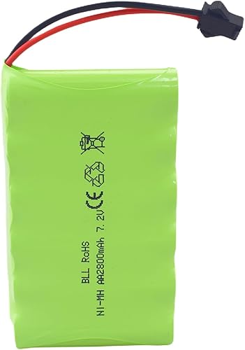 Miniatura 4 de 2 pilas recargables AA de 7.2 V 2800 mAh con enchufe SM-2P y 2 cables de carga USB para Huina 1550 550 Excavadora de control remoto, camión,