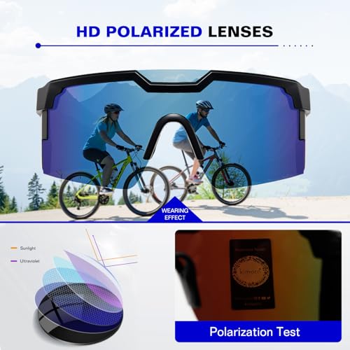 Image of kimorn Polarized Sports Sunglasses for Men, Warp Around Goggles Sun Glasses with UV400 Protection for Driving Fishing