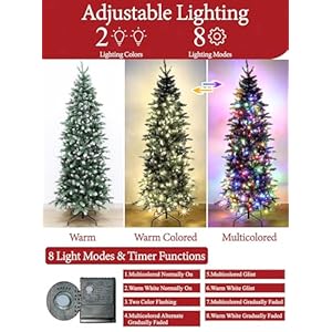 6 Ft Prelit Slim Fraser Fir Artificial Christmas Tree with UL 250 Warm White&Colorful Lights Timer 8 Mode,856 Lifelike PVC Branch Tips,36 Pinecone,Metal Stand &Hinged Branches,Skinny Pencil Xmas Tree 6 Ft Prelit Slim Fraser Fir Artificial Christmas Tree with UL 250 Warm WhiteColorful Lights Timer 8 Mode856 Lifelike PVC Branch Tips36 PineconeMetal Stand Hinged BranchesSkinny Pencil Xmas Tree