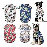 4-Pack Hawaiian Dog Shirt -Beach Coconut Tree Print Cool Summer Camp Shirt Clothes for Small,Medium Dogs (3XL)