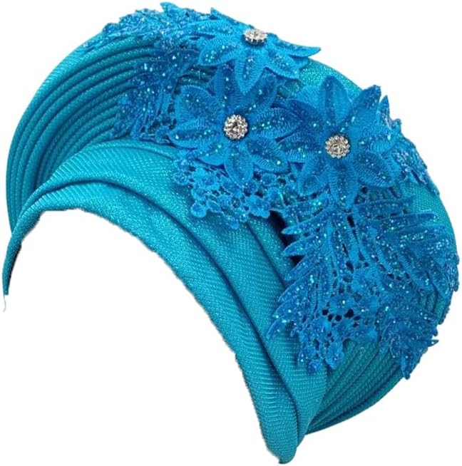 Women's Elegant Turban Cap African Nigeria Party Wedding Embroidery Lace Headwrap