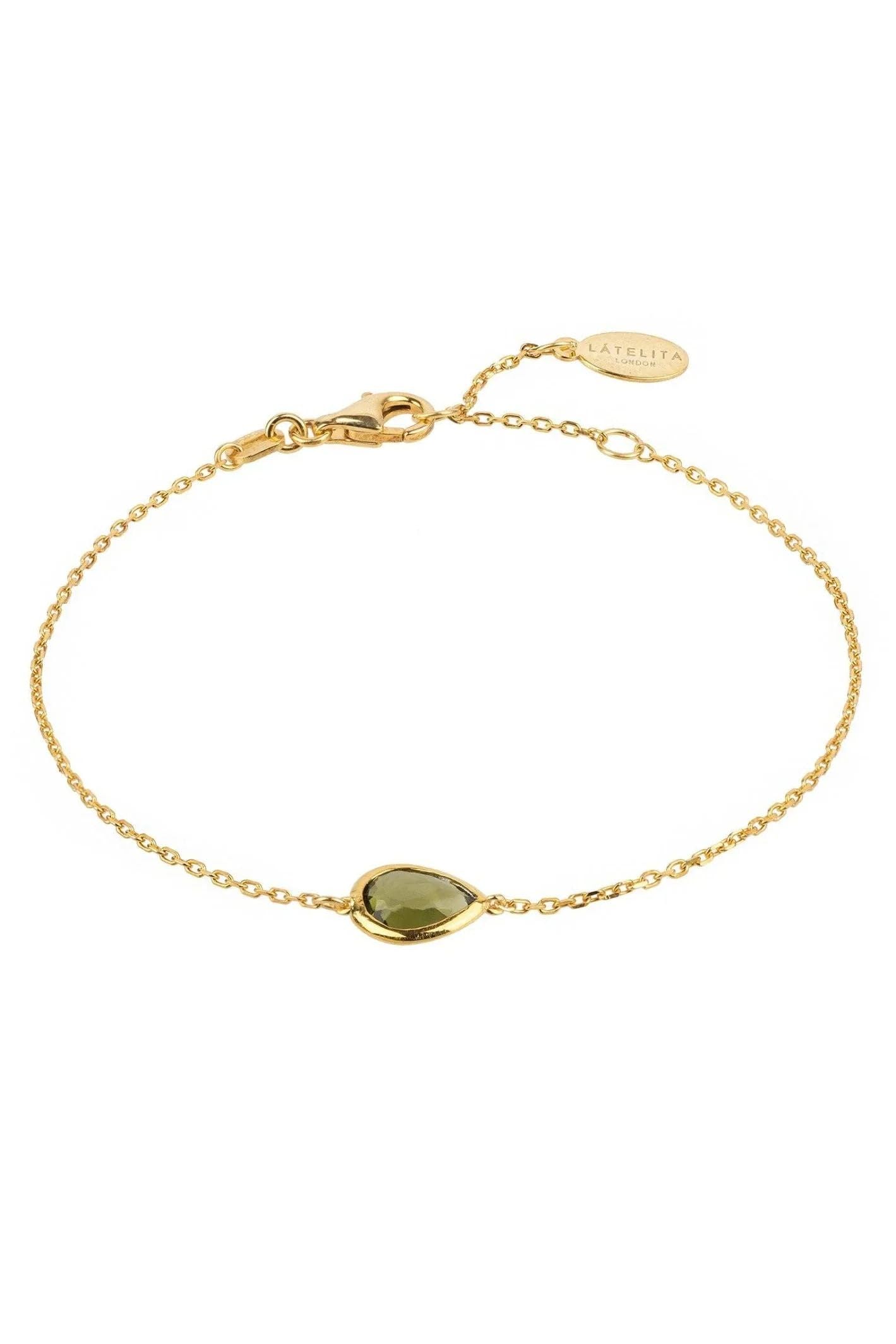 Pisa Mini Teardrop Bracelet Gold Peridot
