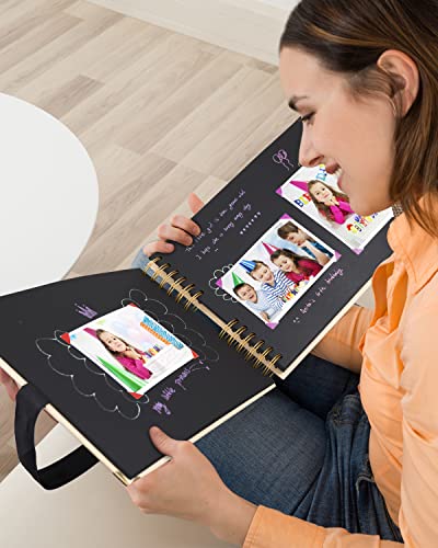 Scrapbook Photo Album 100 Pages(8.3 X 11.6 In) Diy Journals Brown Hardcover With Black Page,Blank Handmade Memory Book For Adults,Couples,Kids #TOP5