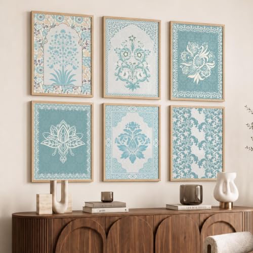 Image of kotart - Madhubani Art Paintings with Frame for Home Decoration - Traditional Framed Painting for Living Room Bedroom Office Decor - Painting for Wall Decoration -Set of 6 (19X25 INCH, B)