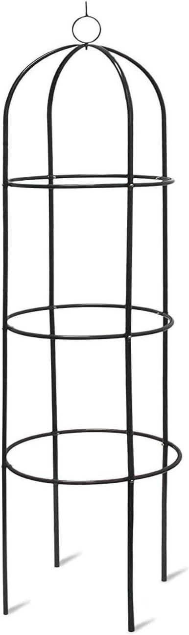 MantraRaj 1.9m Metal Garden Obelisk Trellis Outdoor Climbing Plant Flowers Steel Frame Wgo Trellis Vines Floral Decor Black Yard Round Weather-Proof Metal Plant Support Arch Frame