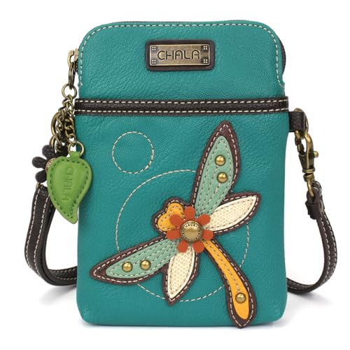 Image of CHALA Garden Animal Collection Cell Phone Crossbody Purse-Women PU Leather /Canvas Multicolor Handbag with Adjustable Strap