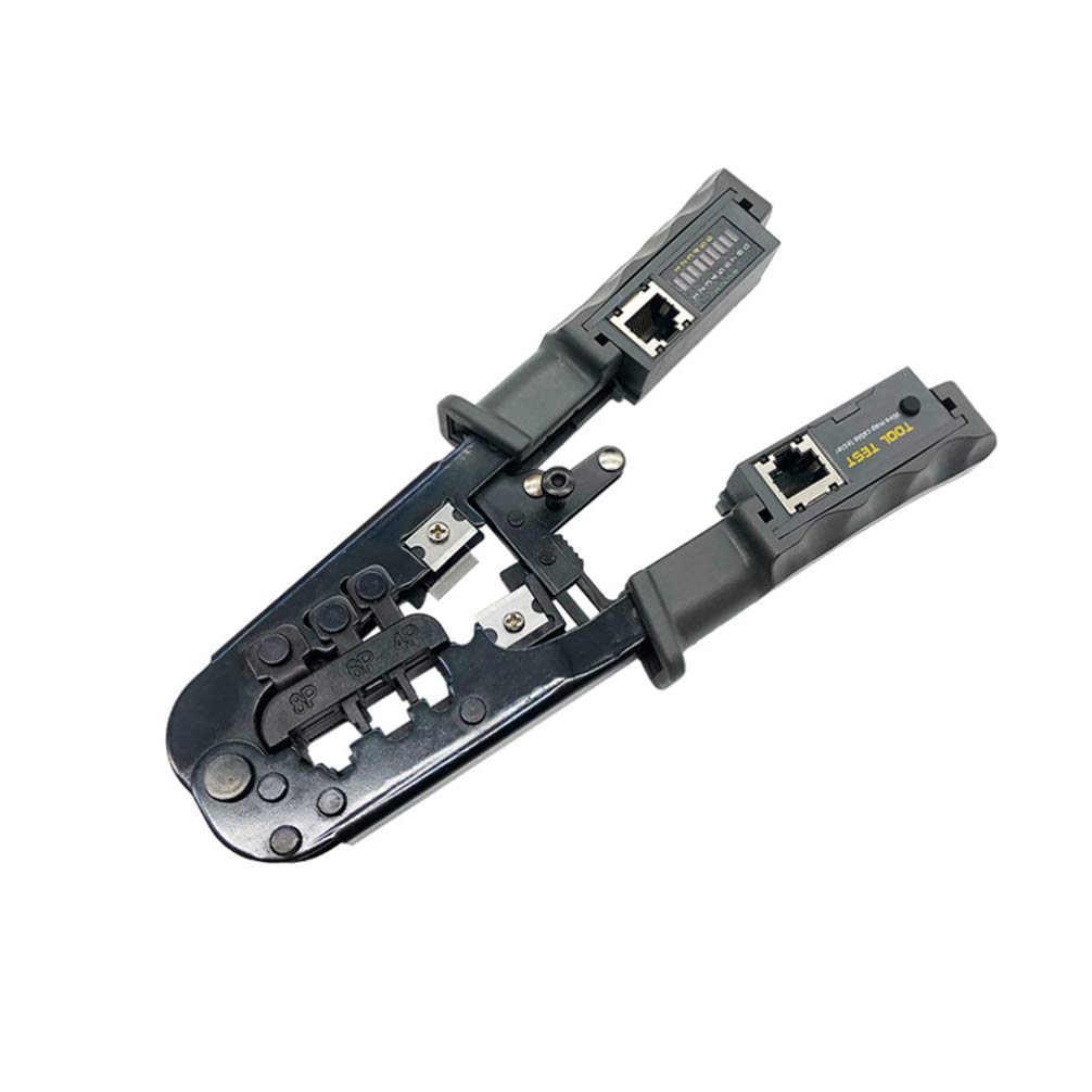 ULTECHNOVO Cavo di rete Crimpatrice 4P 6P 8P Cavi telefonici RJ45/RJ12/RJ11 Pinze per cavi di rete a cricchetto Pinza per crimpare Telecom modulare strumento di crimpatura con tester
