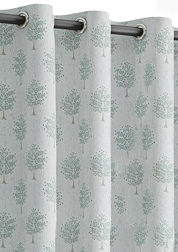 Image of Yellow Weaves 2 Pcs Jacquard Tree Eyelet Long Door Curtain - Perfect for Home, Office, Bedroom, Living Room & Balcony - 9 Feet (Sky Blue)