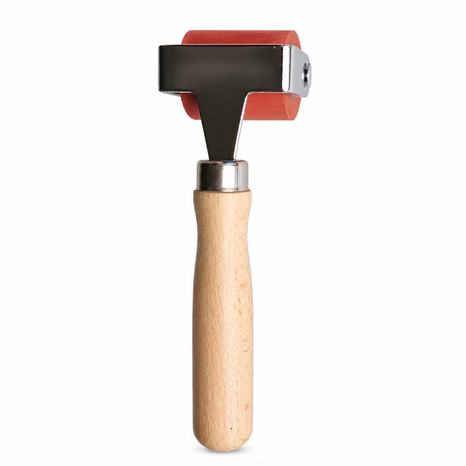 VBK Seam Roller, Red Sound Deadening Roller, Wallpaper Seam Roller with Wood Handle, Rubber Roller for Smooth Curved Surfaces with Inverted Anti-Stain Stand 3.8cm x 3.2cm