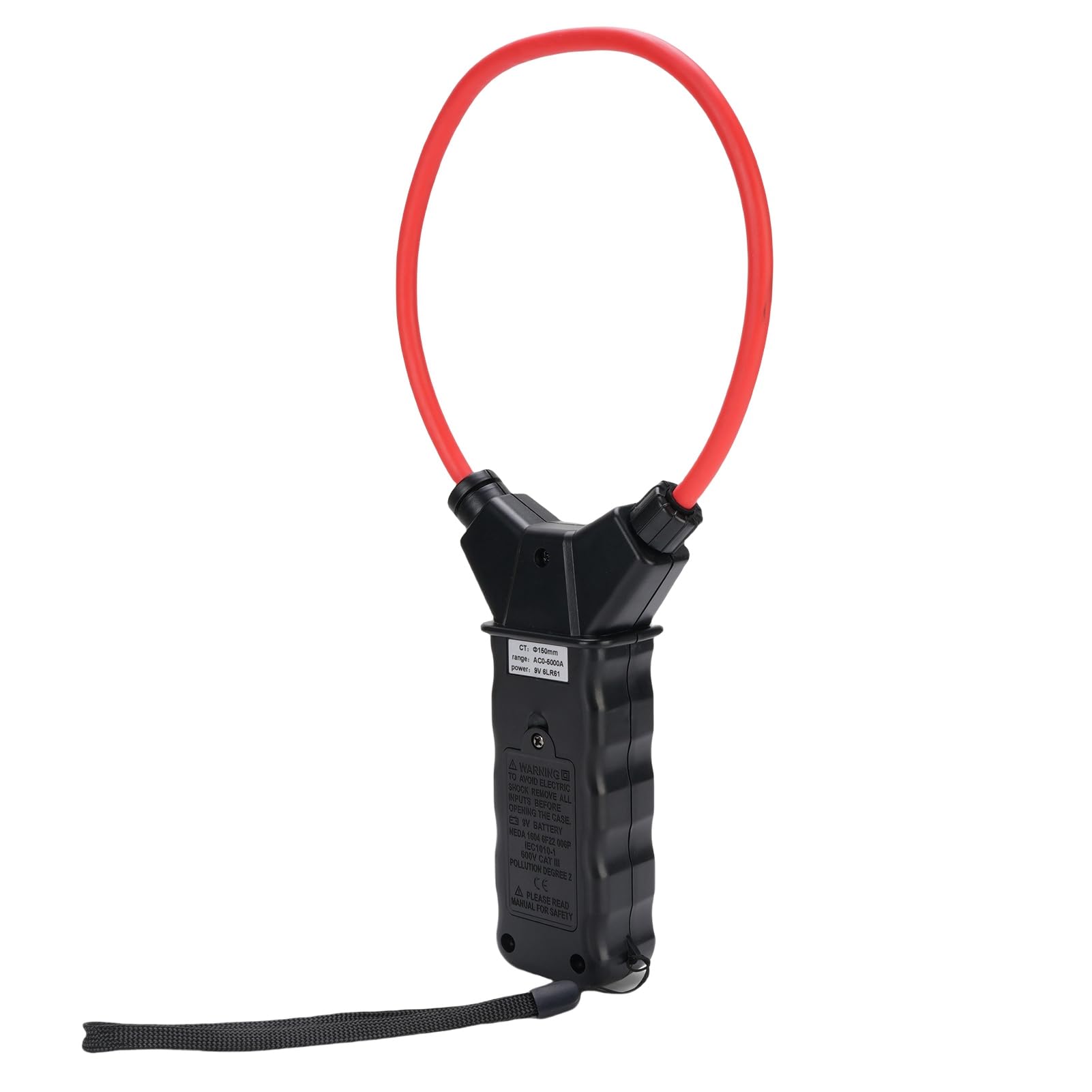 Pinza Amperimétrica Flexible Digital, Medidor de Amperios CA 0-5000 A 0-6000 V, Pinza Amperimétrica de Corriente de Fuga con Pantalla LCD Retroiluminada y Bobina Flexible, Ideal para