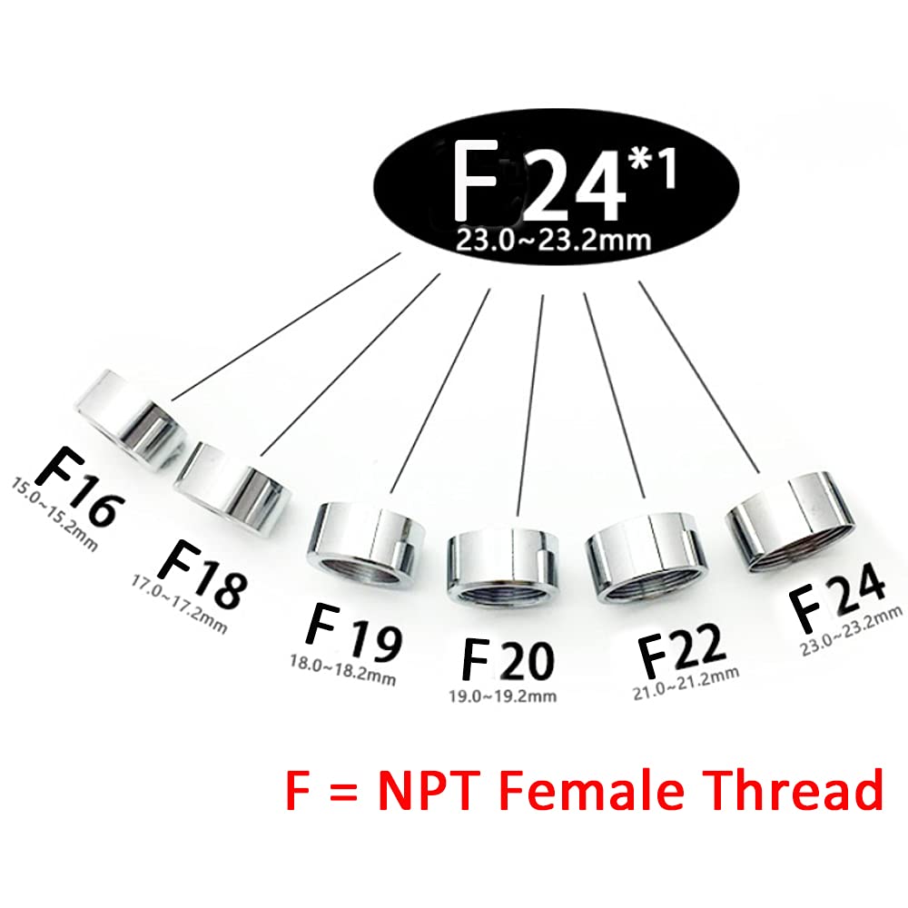 HATOOLHA® 2pcs Faucet Adapter, 24mm NPT Female Thread Transfer to Female Thread - Image 2
