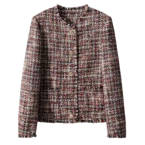 Veste en laine tweed haut de gamme coupe droite et élégante femme