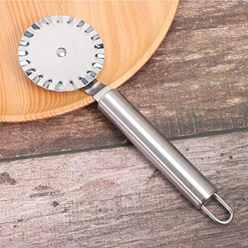 Pastry Ravioli Wheel Cutter, Stainless Steel Single/Double Roller Pizza Slicer Wheel Cutters, Pastry Pasta Pie Crusts Cookies Crimper Cutter Dough Pizza Ravioli Wheel Tools Wavy Edge Blade - Thumbnail 4