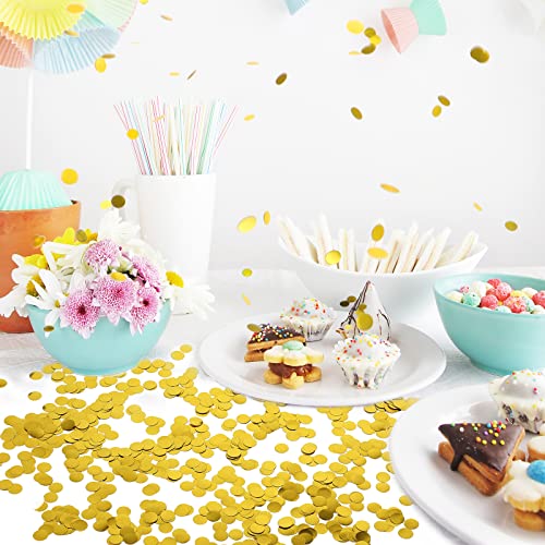 Image of VCOSTORE 1 cm Tissue Paper Confetti Circles,1.76oz Round Paper Table Confetti Circle Dots, Suitable for Birthday Wedding Party Decoration and Baby Shower decorations,Gold,5000 Pieces